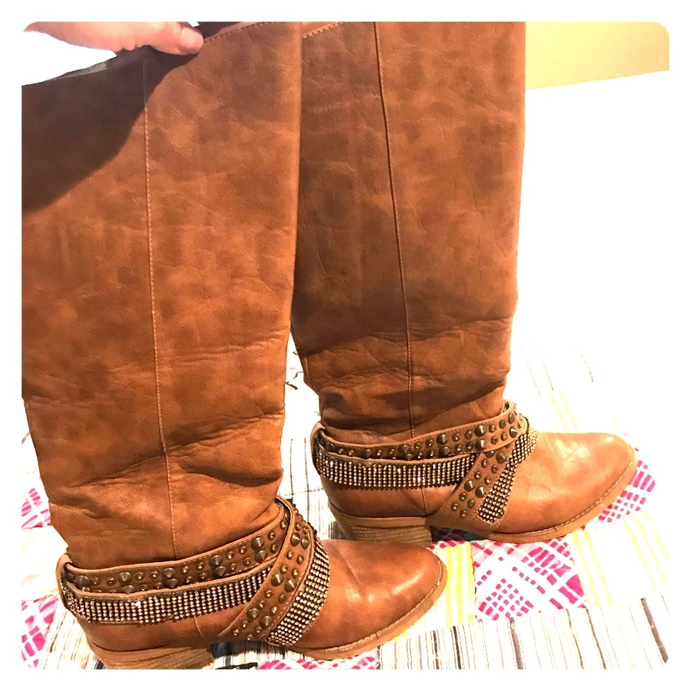 Rhinestone Knee High Boutique Boots